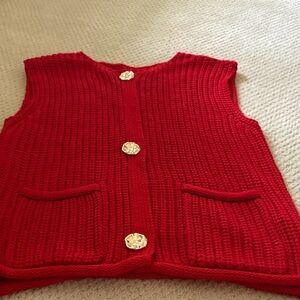 Red V-Neck Sweater Vest